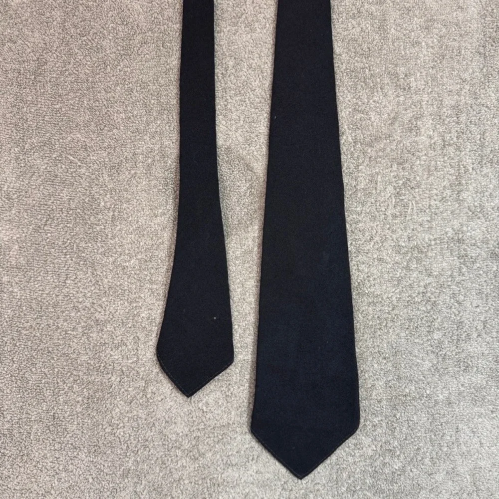 Vintage Corsair Jr Best Corp New Orleans 100% Wool Black Necktie Solid Tie